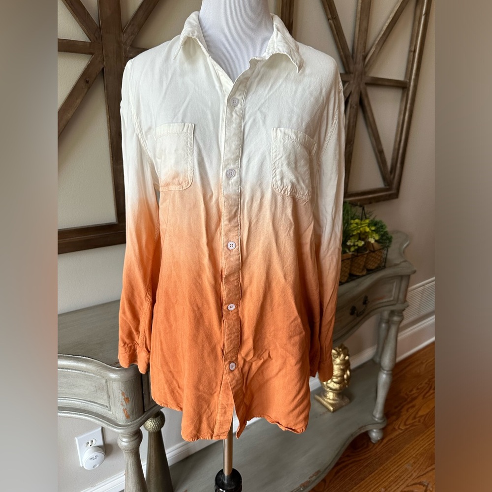 Orange Ombre Easel Button-Up Shirt